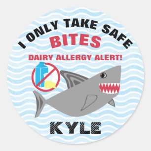 Personalized Shark No Dairy Allergy Alert Labels