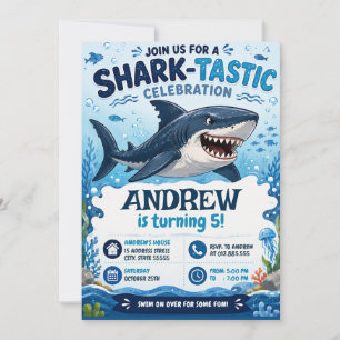 Personalized Shark Sea Ocean Birthday Invitation