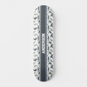 Personalized Shark Skateboard   Watercolor Sharks