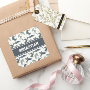 Personalized Shark Sticker Watercolor Sharks