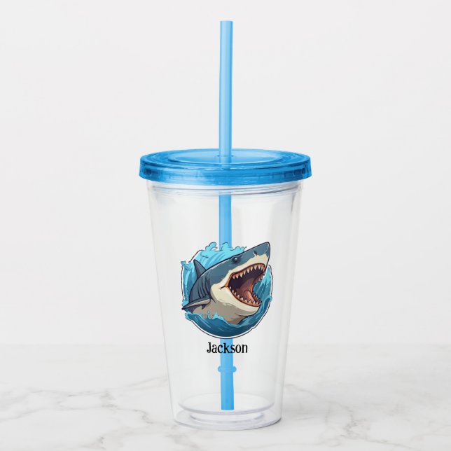 Personalized Shark Tumbler – Fierce and Fun Design (Front)