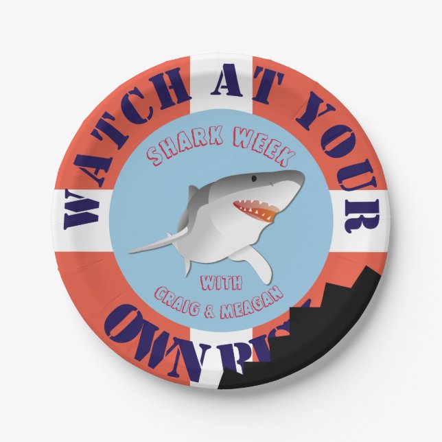 Personalized Shark Week Paper Plates (Front)