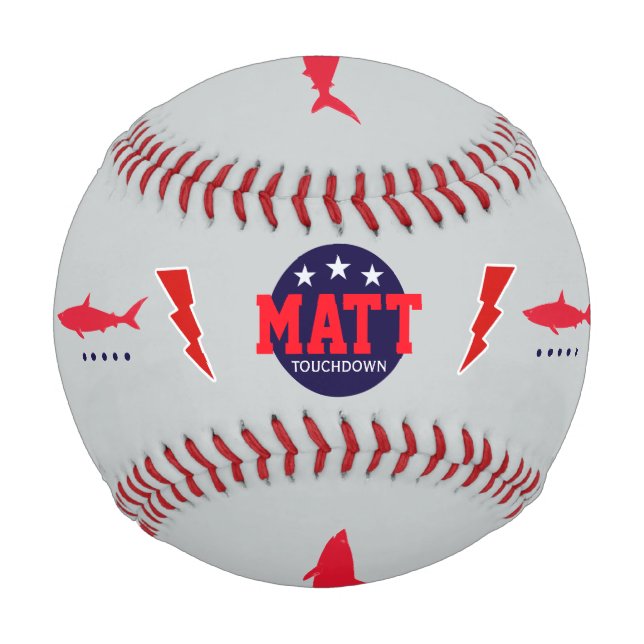 Personalized Sharks and Bolts Baseball (Front)