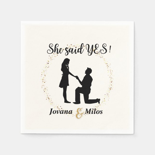 Personalized She said Yes Engagement Plate  Napkin (Front)