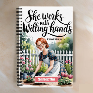 Personalized She Works with Willing Hands Journal