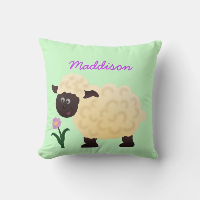 Personalized Sheep Graphic Throw Pillows (Front)