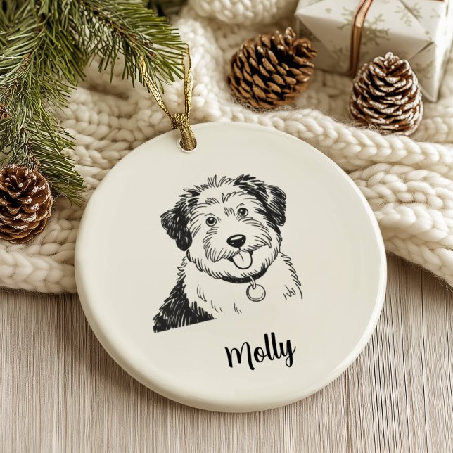 Personalized Sheepdog Dog Christmas Ceramic Ornament (Creator Uploaded)