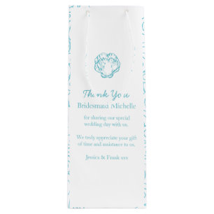 Personalized shell blue wedding favour wine bags
