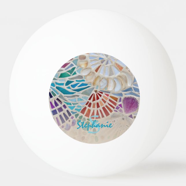 Personalized Shell Mosaic  Ping Pong Ball (Front)