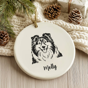 Personalized Sheltie Dog Christmas Ceramic Ornament