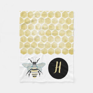 Personalized Sherpa Bee Honey Comb Throw Blanet Fleece Blanket