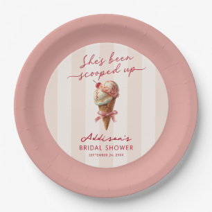 Personalized She's Been Scooped Up Bridal Shower Paper Plate