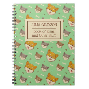 Personalized Shiba Inu Dog Pattern Custom Name Notebook