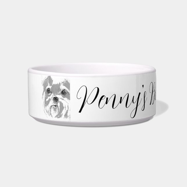 Personalized Shih Tzu Ceramic Pet Bowl (Front)