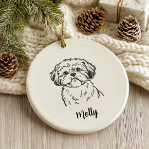 Personalized Shih Tzu Dog Christmas Ceramic Ornament