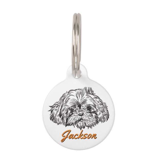 Personalized Shih Tzu Dog Lover Custom Name Pet Tag (Front)