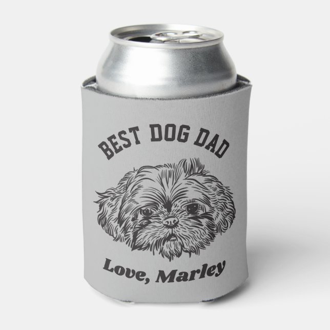 Personalized Shih Tzu Maltese Dog Dad Custom Text Can Cooler (Can Front)