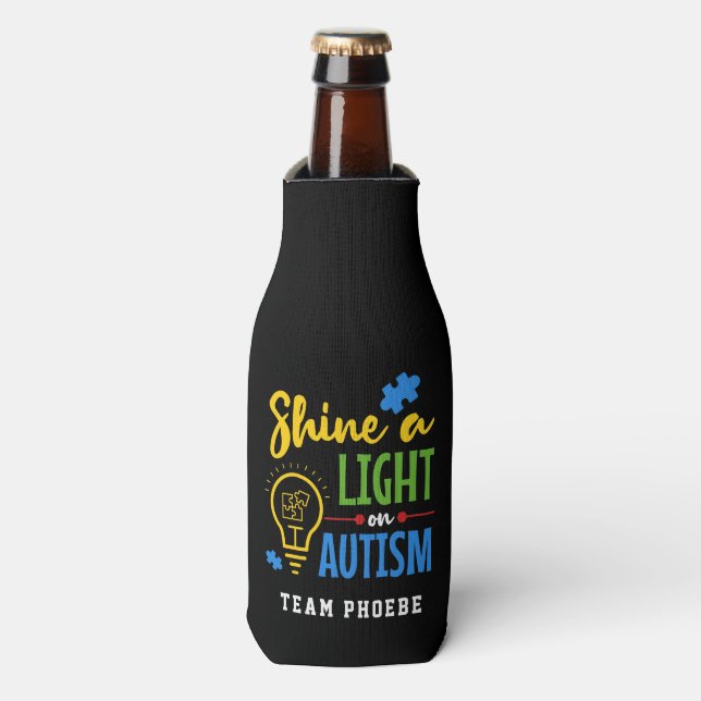 Personalized Shine A Light on Autism Matching Team Bottle Cooler (Bottle Front)