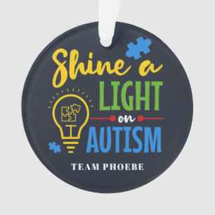 Personalized Shine A Light on Autism Matching Team Ornament