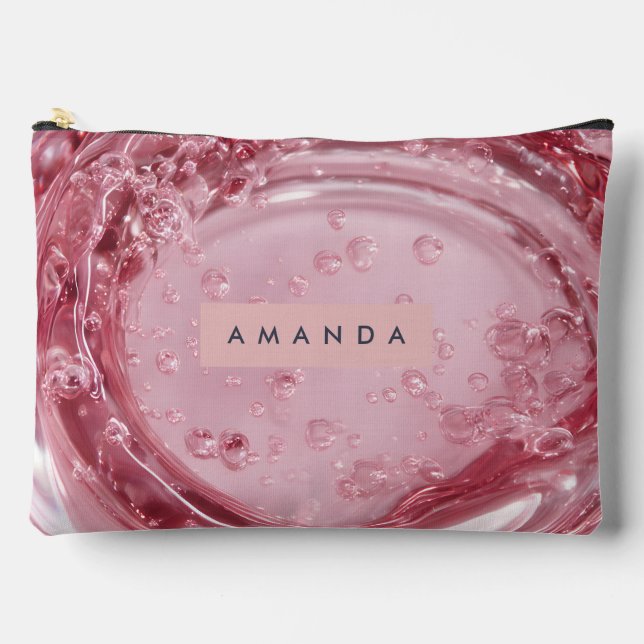 Personalized Shiny Blush Marble Effect Accessory Pouch (Front)