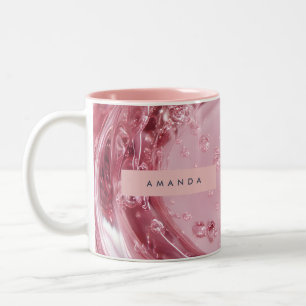 Personalized Shiny Blush Marble Effect Two-Tone Coffee Mug
