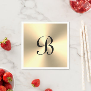 Personalized shiny gold metallic custom monogram napkin