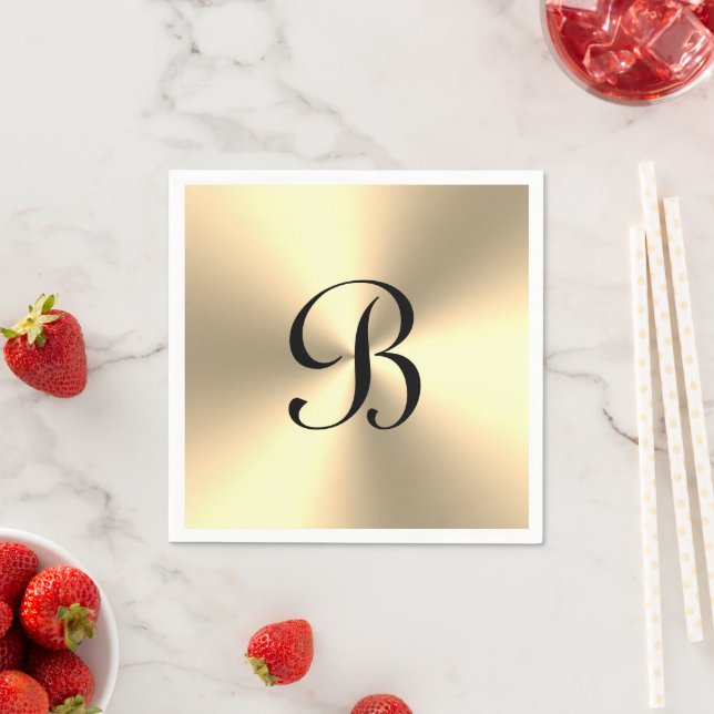 Personalized shiny gold metallic custom monogram napkin (Insitu)