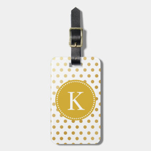 Personalized Shiny Gold Polka Dots Pattern Luggage Tag