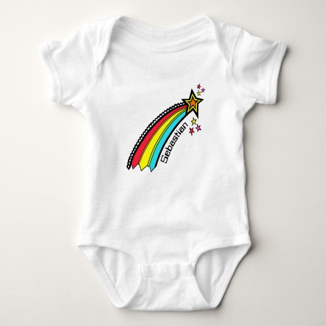 Personalized Shooting Star Space Baby Bodysuit (Front)