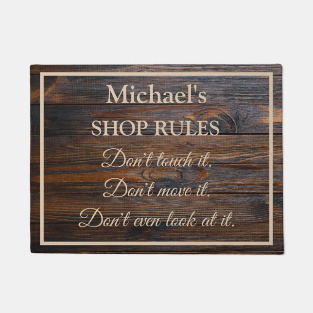 Personalized Shop Rules Door Mat (Front)
