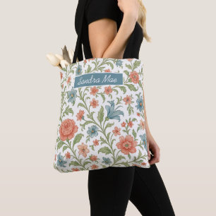 Personalized Shopping Bag With Floral Art Pattern