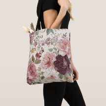 Personalized Shopping Bag With French Floral Art