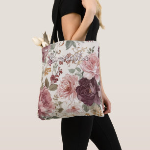 Personalized Shopping Bag With French Floral Art