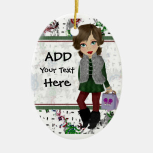 Personalized Shopping Diva Ceramic Ornament