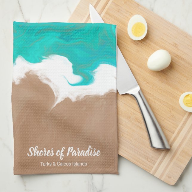 Personalized Shores of Paradise Beach Kitchen Towel (Quarter Fold)