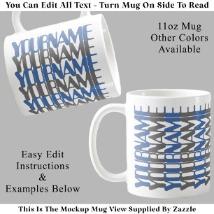 Personalized Short Custom Name Blu Hidden Message  Coffee Mug