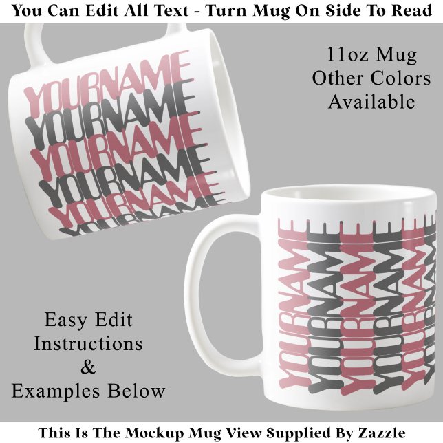 Personalized Short Custom Name Pink Hidden Message Coffee Mug (Creator Uploaded)