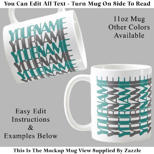 Personalized Short Custom Name Teal Hidden Message Coffee Mug