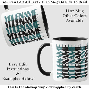 Personalized Short Custom Name Teal Hidden Message Mug