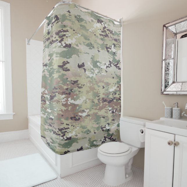 Personalized Shower Curtain Army OCP Camo Uniform (In Situ)
