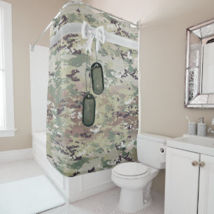 Personalized Shower Curtain Army OCP Camo Uniform