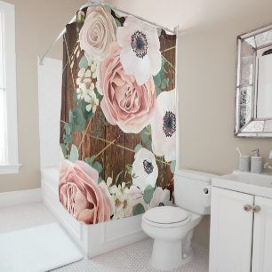 Personalized Shower Curtain Geometric Garden Rose