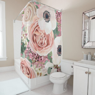 Personalized Shower Curtain Geometric Garden Rose