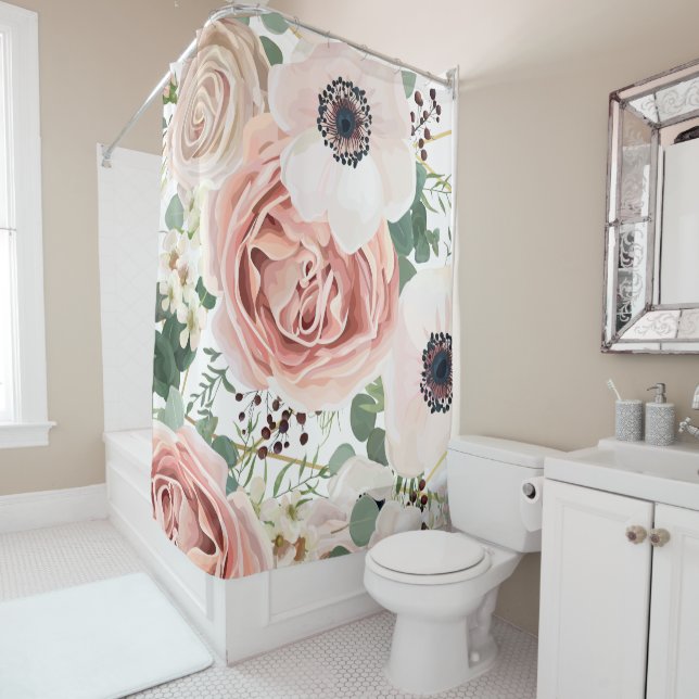 Personalized Shower Curtain Geometric Garden Rose (In Situ)