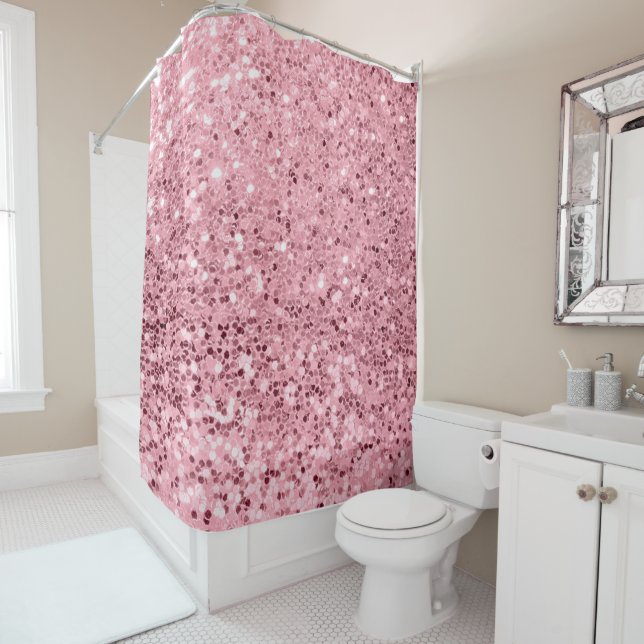 Personalized Shower Curtain Rose Gold Glitter (In Situ)