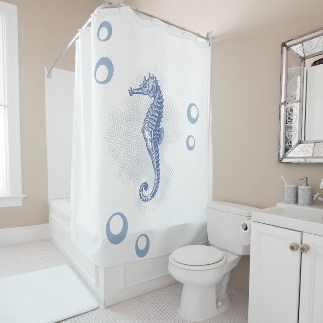 Personalized Shower Curtain Seahorse Ocean Beach (In Situ)