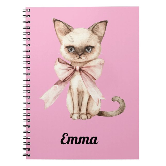 “Personalized Siamese Cat Notebook  (Front)