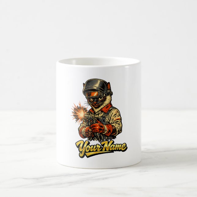 Personalized Siamese Cat Welder Coffee Mug (Center)