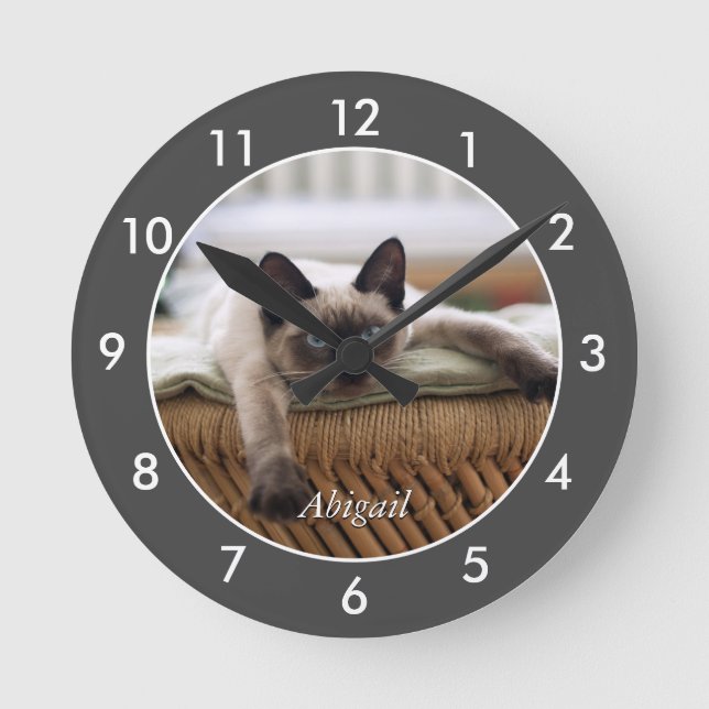 Personalized Siamese Kitten | Cat Large Clock (Front)