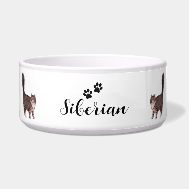 Personalized Siberian Cat Bowl with Name & Breed  (Front)